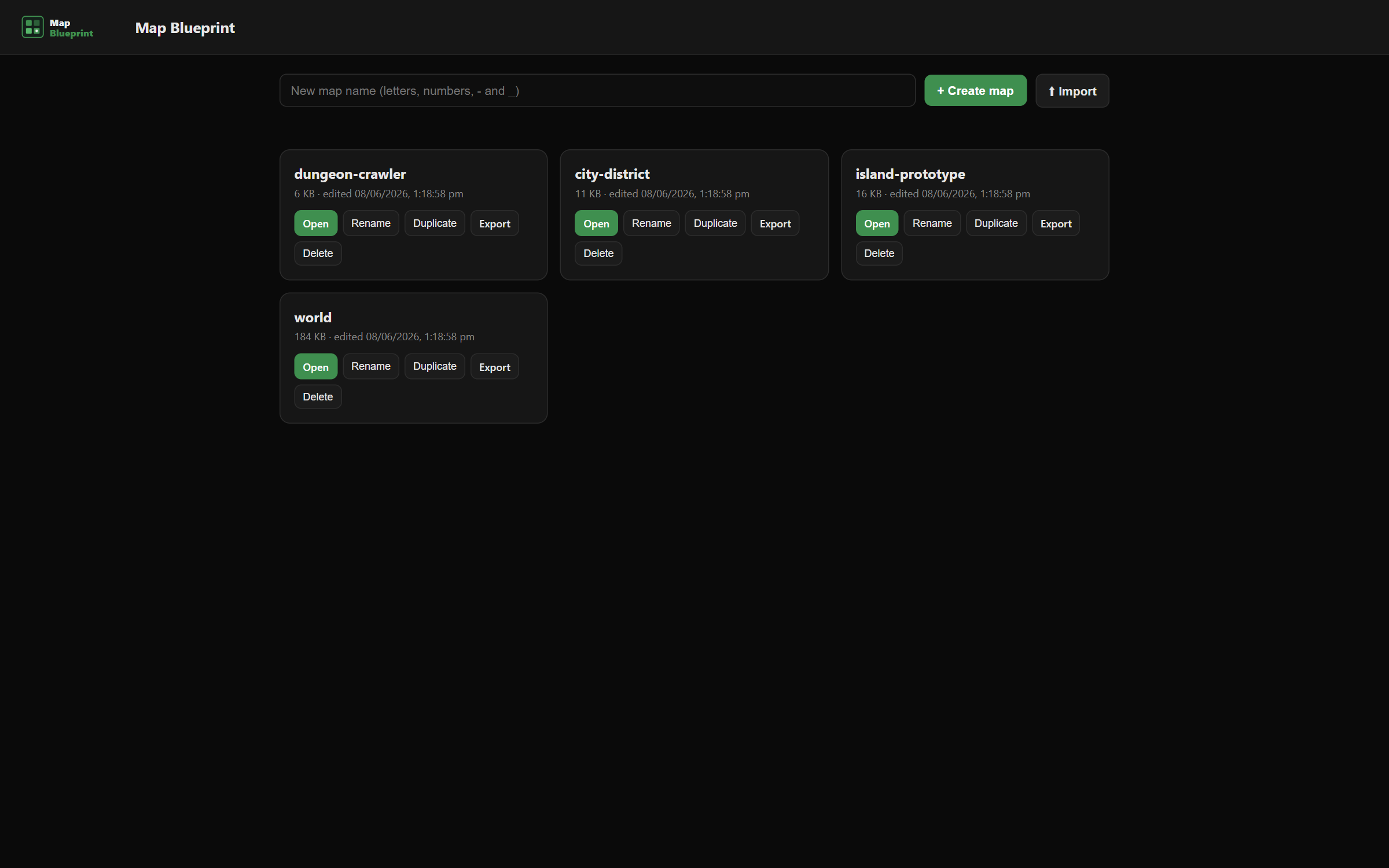 Maps dashboard